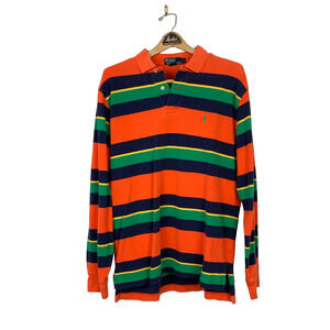 Vintage 90s Y2K Polo Ralph Lauren Colorful Striped Long Sleeve Polo Shirt Large